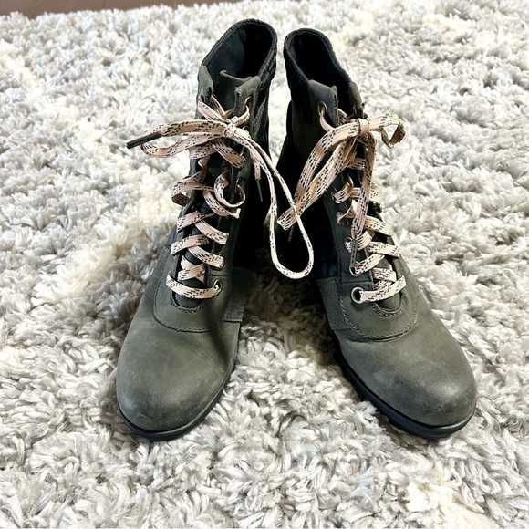 Sorel Lexie Waterproof Leather Wedge Boot in‎ Dark Slate sz 7.5 - Picture 2 of 7